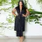 Deep V-neck wide leg pants two-piece set