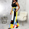 Sexy fashion digital printed V-neck Jumpsuit