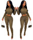 Fashion letter color tie dye printed split Leggings two-piece set