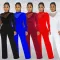 Mesh perspective long sleeve pants Jumpsuit
