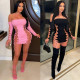 Strapless miniskirt sleeveless rope sexy dress