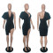 V-neck single sleeve split women's dress