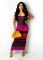 Positioning burnt flower big pit stripe Plaid suspender dress