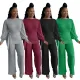 Solid color loose Lantern Sleeve wide leg pants fashion casual suit