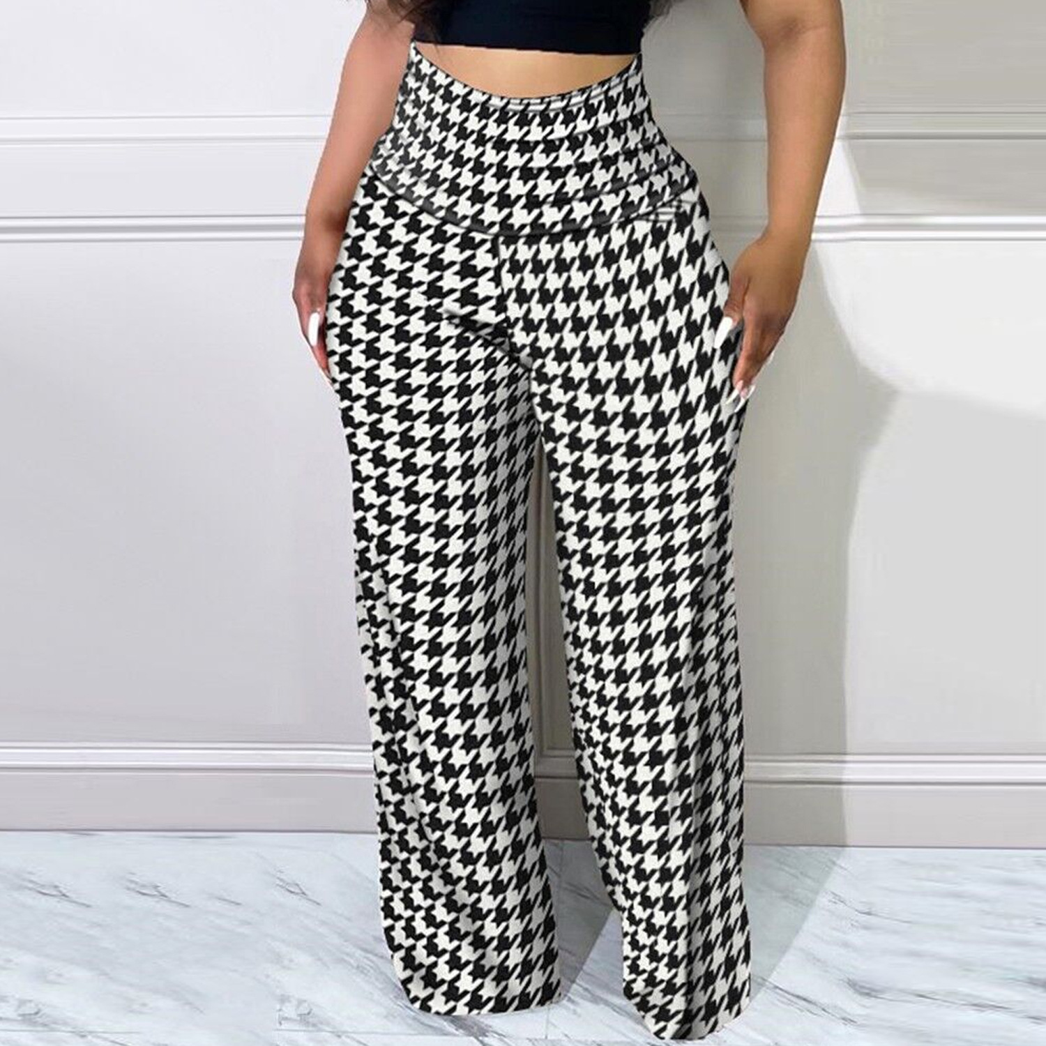 Sexy slim wrap hip wide leg pants