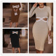 Casual round neck looped buttock dress