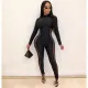 Sexy perspective tight mesh stitched one-piece pants