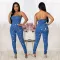 Fashion bra women's wear slim jeans Jumpsuit
