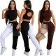 Sleeve open back strap sports suit