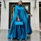 Long gown dress with high neck and big hem