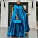 Long gown dress with high neck and big hem