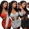 One shoulder Sequin lace up sexy skirt two piece set