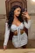 One shoulder Sequin lace up sexy skirt two piece set