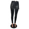 Casual solid leather pants
