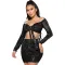One shoulder Sequin lace up sexy skirt two piece set