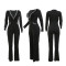 Sexy deep V feather neck fashion wide leg Jumpsuit