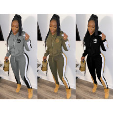 Sports letter printed long sleeve two-piece set