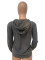 Hooded double pocket loose solid sweater