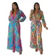Colorful shirt collar wide leg loose Jumpsuit