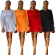 Casual split strap sleeve pleated patchwork dress