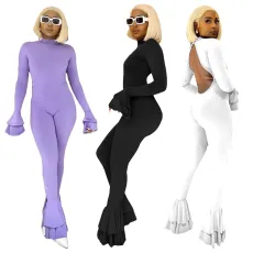 Sexy stand collar and hip lift tight Jumpsuit