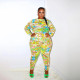 Large fashion gold chain printing two-piece set