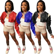 Short baseball jacket leather jacket jacket