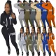 Winter Casual Hooded Alphabet Sweatwear Set Two Pieces