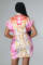 Casual fashion digital printing multi-color shirt skirt