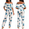 Sexy digital printed one neck strapless jumpsuit