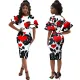 Sexy fashion digital print ruffle sleeve dress