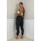 Solid casual pants with leg retracting neutral overalls