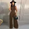 Fashion sleeveless jumpsuit+wide leg pants suit