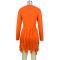 Slim fitting fringed casual solid color long sleeves skater dresses