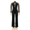 Hollow out perspective lace up jumpsuit