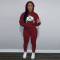 Casual printed plush sweater sports suit