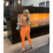 Fashionable sexy diagonal shoulder single sleeve simple design two-piece set