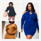 Long sleeve hooded sweater tight dress