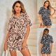 Fashion printed lapel loose short suit