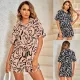 Fashion printed lapel loose short suit