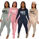 Popular Alphabet Print Casual Two Piece Set