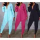 Autumn and winter new solid color cardigan tie casual two-piece set