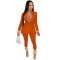 Fashionable European and American solid color tassel professional two-piece suit
