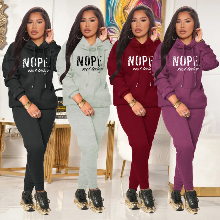 Plush hooded sweater suit