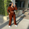 Two piece Korean velvet fashion solid color sports casual small flare pants
