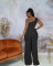 Fashion casual side invisible zipper sleeveless wide leg jumpsuit