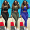 Autumn and Winter Off Shoulder Set Solid Stripe Waist Collection Casual Sports Two Piece Set