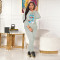Plush hooded sweater women's sports suit European and American casual printing two-piece set