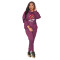 Plush hooded sweater long suit European and American casual lip print two-piece set