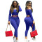 Autumn and Winter Off Shoulder Set Solid Stripe Waist Collection Casual Sports Two Piece Set